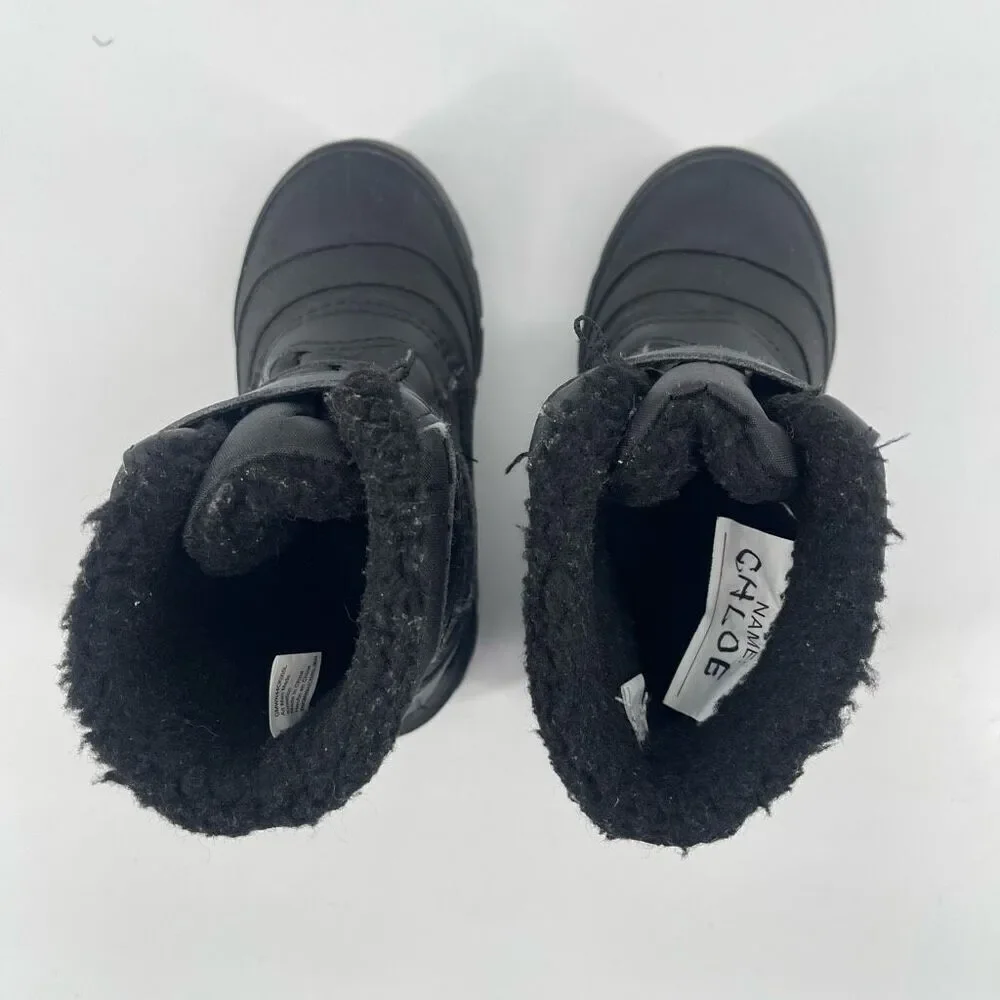 Wonder Nation Girls Black Pink Winter Boots Water Resistant Sherpa Lined Size 12